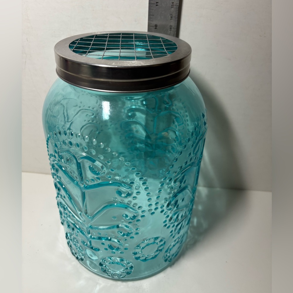 Blue Hobnail glass jar vase 10” tall - Picture 4 of 6